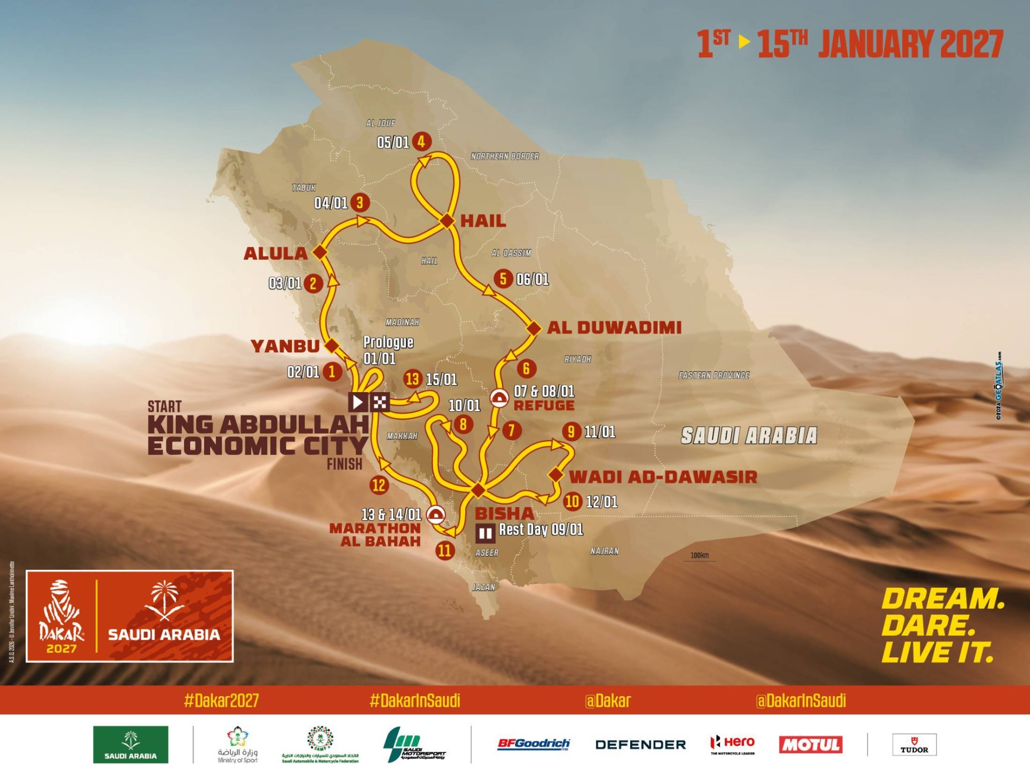 Official Dakar 2027 Saudi Arabia route map
